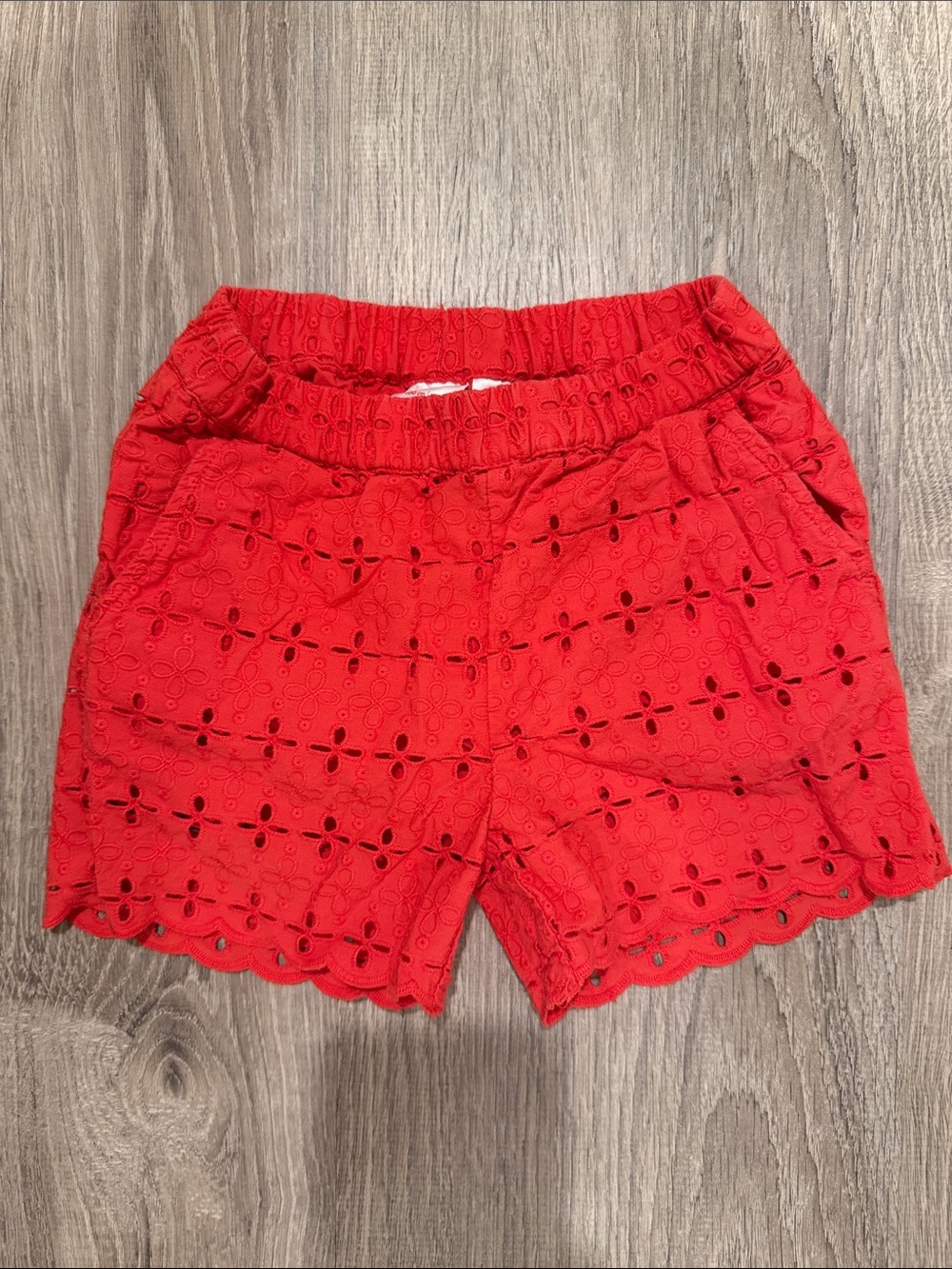 Hanna Andersson Red Eyelet Lace Kids Shorts